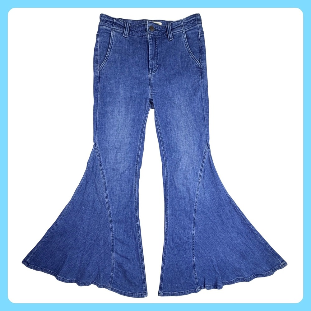 We The Free Just Float On Flare Jeans Women 27x27 Blue Denim‎ Wide Bell Bottoms